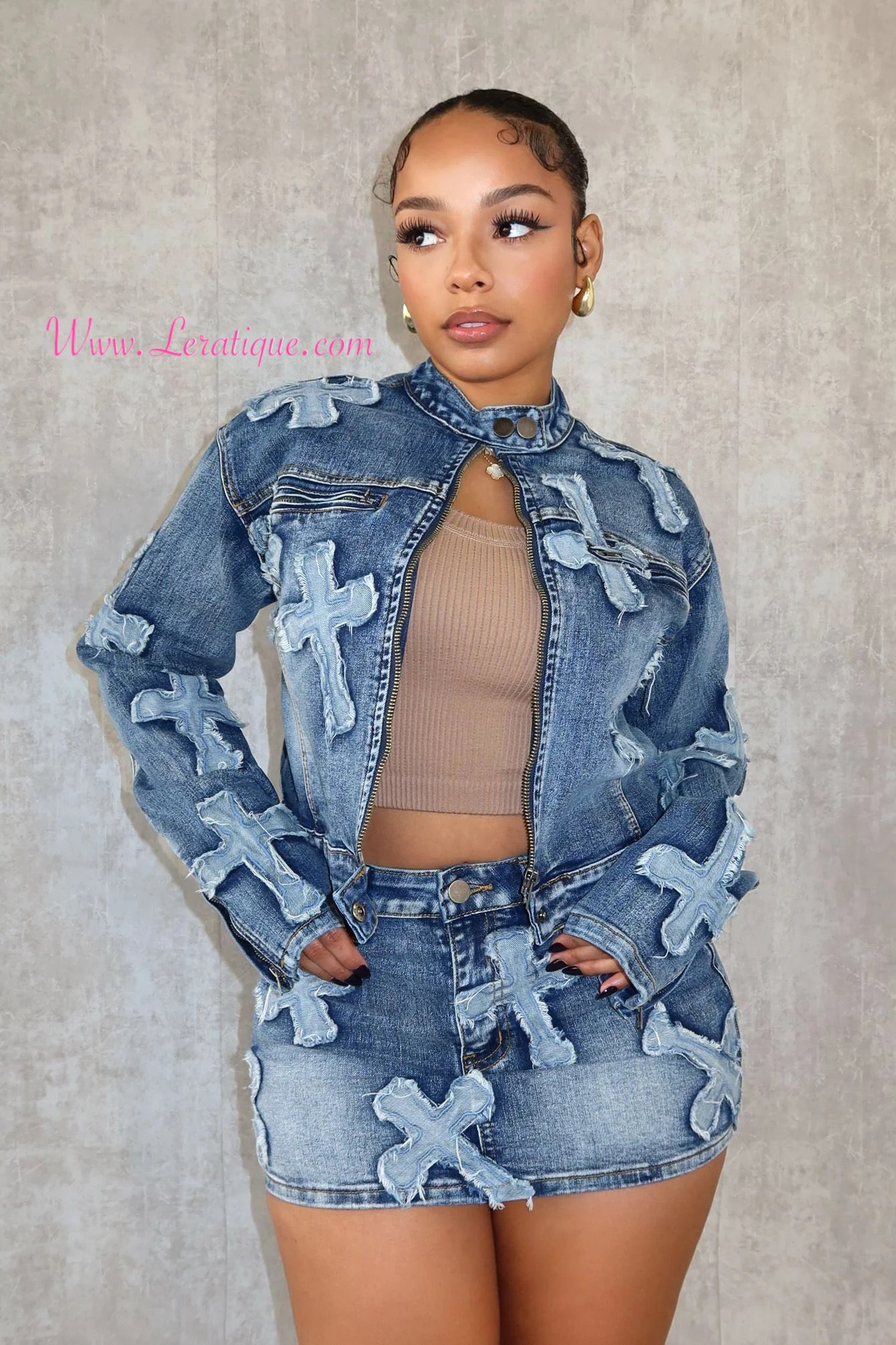 Jean jacket hot sale skirt set