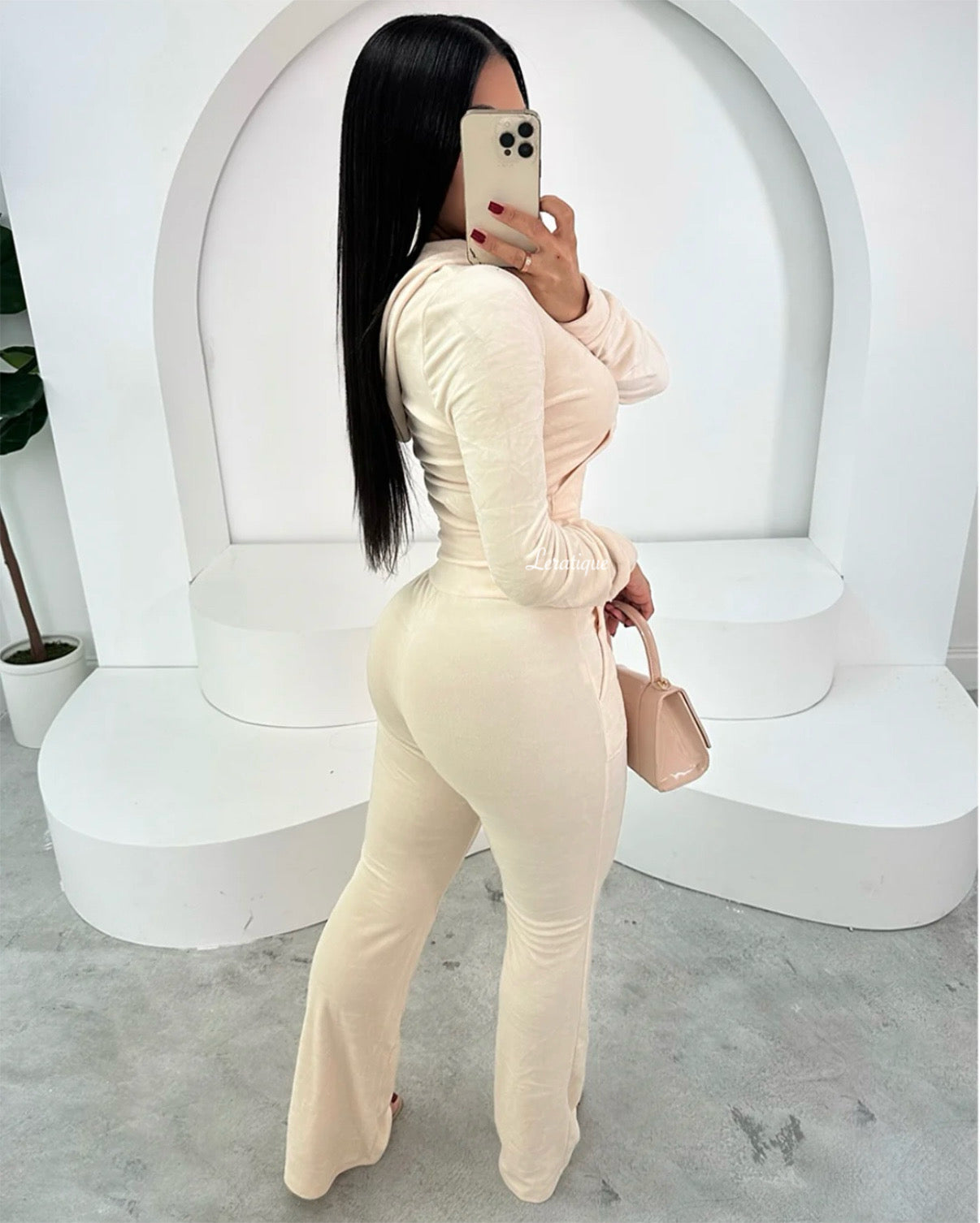 Cream Velour Sweatsuit