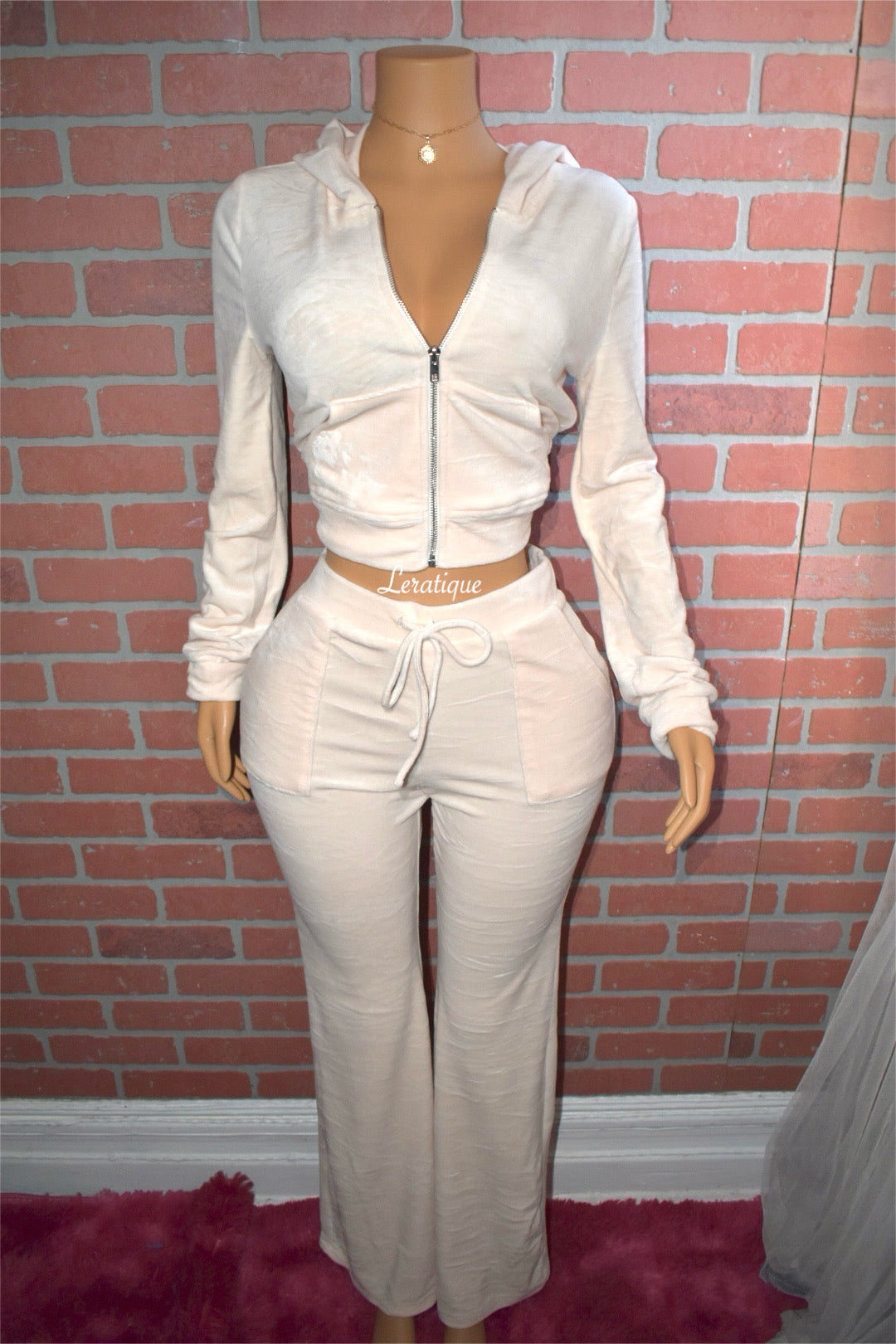 Cream Velour Sweatsuit